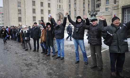 Lant uman la Kremlin. Proteste impotriva lui Putin